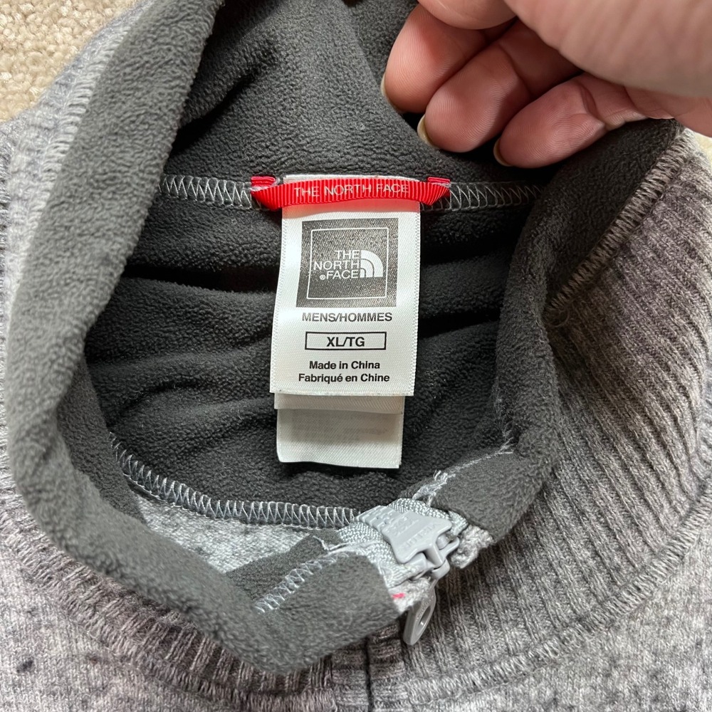 The North Face Quarter Zip Sweater Mens XL Gray Cotton Wool Blend Fleece Collar - Picture 2 of 11